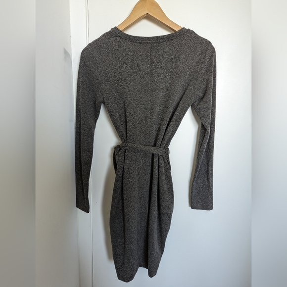 Like New Dynamite Classic Wrap Sweater Dress with Asymmetrical Hem - Picture 2 of 5